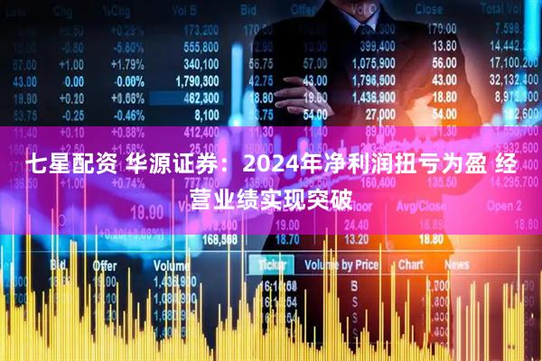 七星配资 华源证券：2024年净利润扭亏为盈 经营业绩实现突破